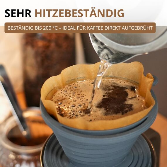 Westmark Kaffeefilter Faltbar aus Silikon – Handfilter Kaffee – Kaffeefilter Wiederverwendbar – Ideal für Unterwegs, Camping & Reise – Schwarz, Gr. 2, Anthrazit
