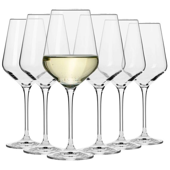 Krosno Große Weißweingläser | Set von 6 | 390 ML | Avant-Garde Kollektion | Bleifreies Kristallglas | Für Zuhause, Restaurants & Partys | Spülmaschinenfest