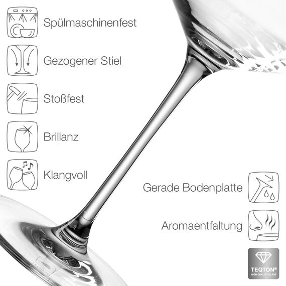 LEONARDO HOME Burgundergläser PUCCINI (6er Set) • Kratzfeste Rotweingläser (730 ml) • Spülmaschinenfest & Langlebig • Zeitlose Gläser für Rotwein • Modernes Design • Burgunder-Glas Puccini • 069555
