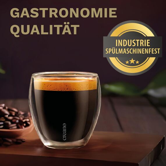 Creano PREMIUM doppelwandige Espressogläser 100ml - 4er Set - Gastronomie Qualität - 100% Spülmaschinenfest -Thermoglas - Doppelwandglas - NEUHEIT 2024