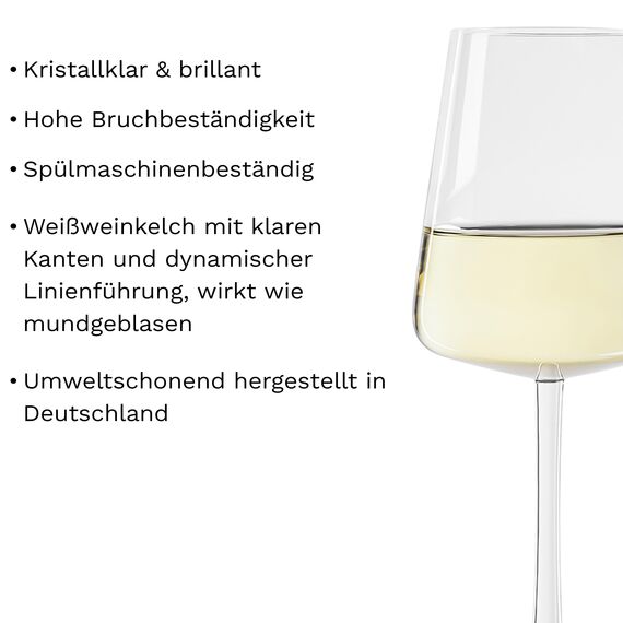 Stölzle Lausitz Weißweingläser Power 6er-Set 400 ml – Moderne Weingläser für maximale Aromaentfaltung von Weißwein – Edler Weißweinkelch aus Kristallglas – Spülmaschinen- & Stoßfest, Made in Germany
