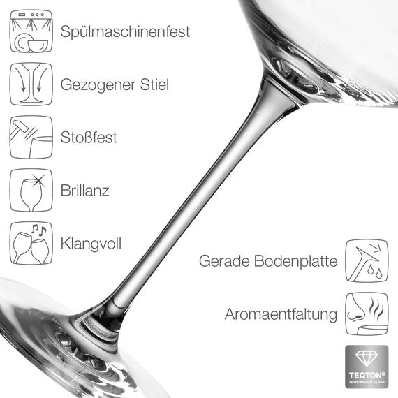 LEONARDO HOME Weißweingläser PUCCINI (6er Set) • Kratzfeste Weingläser (560 ml) • Spülmaschinenfest & Langlebig • Zeitlose Gläser für Weißwein • Modernes Design • Weißwein-Glas Puccini • 069553
