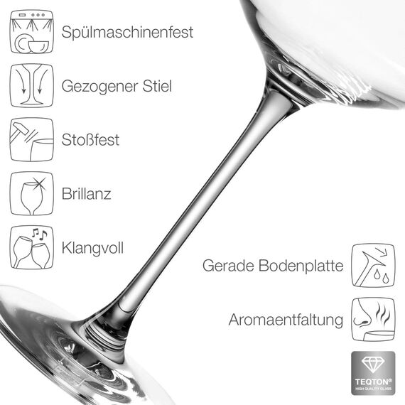 LEONARDO HOME Rieslinggläser PUCCINI (6er Set) • Kratzfeste Weingläser (400 ml) • Spülmaschinenfest & Langlebig • Zeitlose Gläser für Weißwein • Modernes Design • Riesling-Glas Puccini • 069540