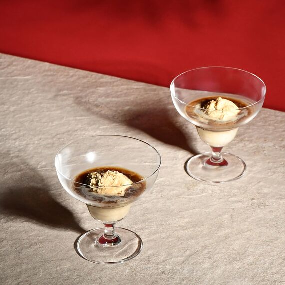 Krosno - Dessertgläser Glas Eisbecher 6er Set, 340 ml, Avant-Garde Kollektion - Dessertschale Groß Dessertschalen Eisschalen Glas mit Fuß - Spülmaschinenfest | Bleifreies Kristallglas