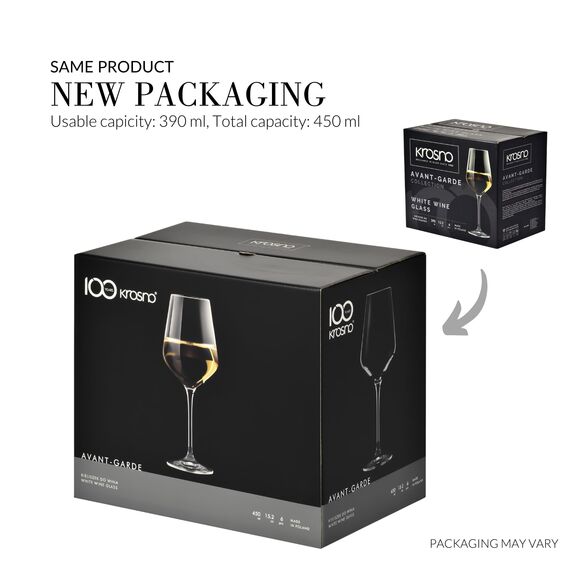 Krosno Große Weißweingläser | Set von 6 | 390 ML | Avant-Garde Kollektion | Bleifreies Kristallglas | Für Zuhause, Restaurants & Partys | Spülmaschinenfest