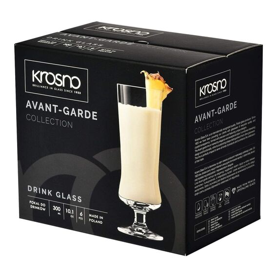 Krosno - Cocktailgläser Longdrinkgläser 6er Set, 300 ml, Avant-Garde Kollektion - Pina Colada, Milchshake Gläser, Bier, Eisbecher Coctails Glas - Spülmaschinenfest | Bleifreies Kristallglas