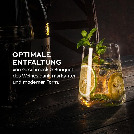 Stölzle Lausitz Weißweinbecher Power 6er-Set 380 ml – Moderne Weingläser ohne Stiel für maximale Aromaentfaltung – Flache Weißweingläser aus Kristallglas – Spülmaschinen- & Stoßfest, Made in Germany