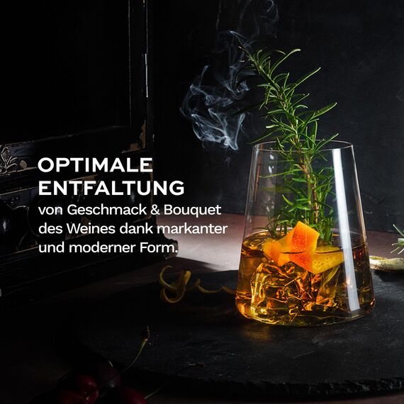 Stölzle Lausitz Rotweinbecher Power 2er-Set 520ml – Moderne Weingläser ohne Stiel für maximale Aromaentfaltung – Flache Rotweingläser aus Kristallglas – Spülmaschinen- & Stoßfest, Made in Germany