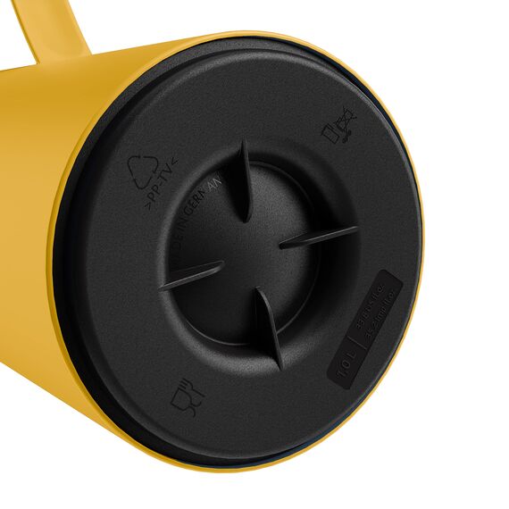 Emsa Motiva Isolierkanne, Thermoskanne 1 Liter, Quick-Press-Verschluss, lange Wärmespeicherung, 12h heiß, 24h kalt, auslaufsicher, Glaskolben, Kaffeekanne, Made in Germany, gelb, N41708