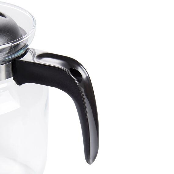 Wenco Glas-Kaffeekanne/Teekanne mit Kunststoff-Deckel, 1,25 l, Glas/Kunststoff, Transparent/Schwarz