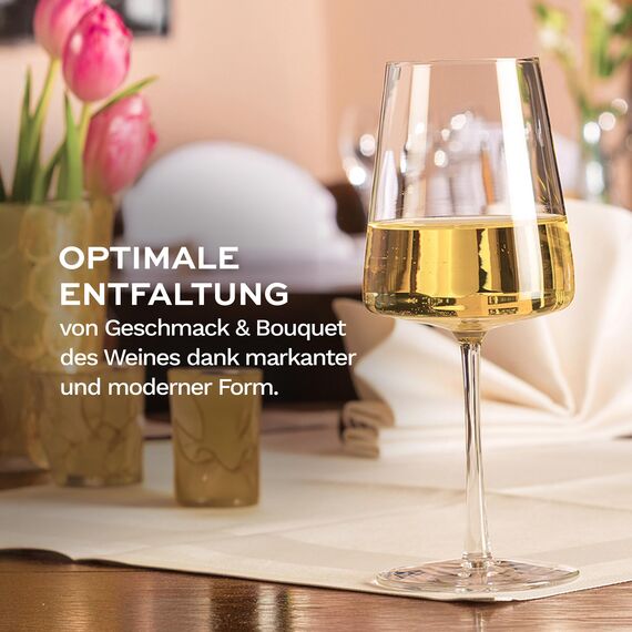 Stölzle Lausitz Weißweingläser Power 6er-Set 400 ml – Moderne Weingläser für maximale Aromaentfaltung von Weißwein – Edler Weißweinkelch aus Kristallglas – Spülmaschinen- & Stoßfest, Made in Germany