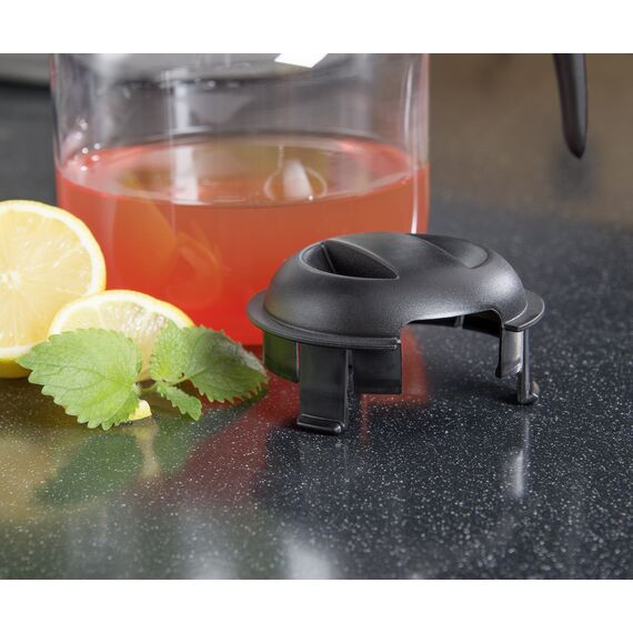 Wenco Glas-Kaffeekanne/Teekanne mit Kunststoff-Deckel, 1,25 l, Glas/Kunststoff, Transparent/Schwarz