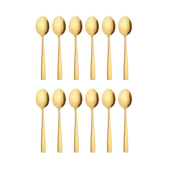 Otto Koning Teelöffel 12 Stück Gold - Kleine Löffel, Kaffeelöffel Edelstahl, 15,3cm Langer Löffel, Hochwertiger Edelstahl, Elegantes modernes Design, Spülmaschinenfest und korrosionsbeständig