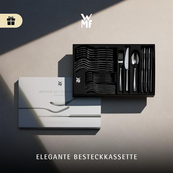 WMF Boston Besteckset 30-teilig für 6 Personen – Cromargan Edelstahl 18/10, poliert und rostfrei, spülmaschinenfest, Monobloc-Messer mit langlebiger Schärfe, elegantes Essbesteck für Alltag und Gäste
