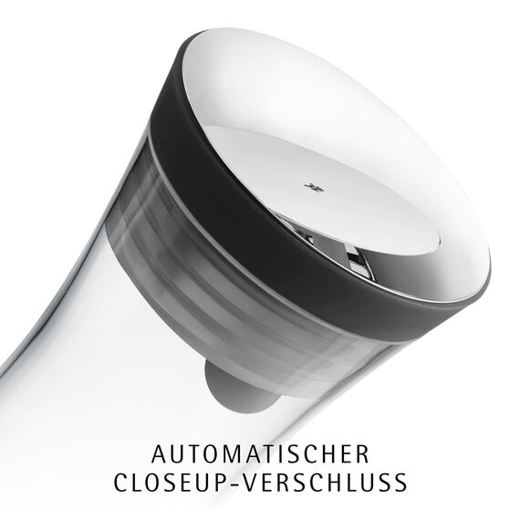 WMF Basic Wasserkaraffe aus Glas, 1 Liter, Glaskaraffe mit Deckel, Silikondeckel, CloseUp-Verschluss