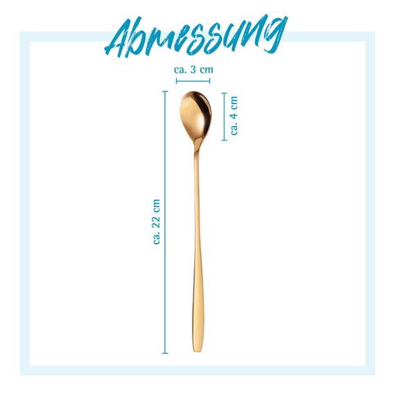 GRÄWE Eis- und Latte-Macchiato-Löffel aus Edelstahl, langer Löffel, ideal für Kaffee, Desserts und Eistee, spülmaschinenfest, goldfarben
