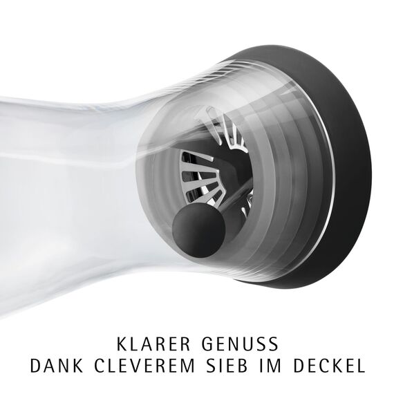 WMF Basic Wasserkaraffe aus Glas, 1 Liter, Glaskaraffe mit Deckel, Silikondeckel, CloseUp-Verschluss