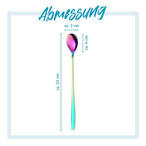 GRÄWE Eis- und Latte-Macchiato-Löffel aus Edelstahl, langer Löffel, ideal für Kaffee, Desserts und Eistee, spülmaschinenfest, mehrfarbig
