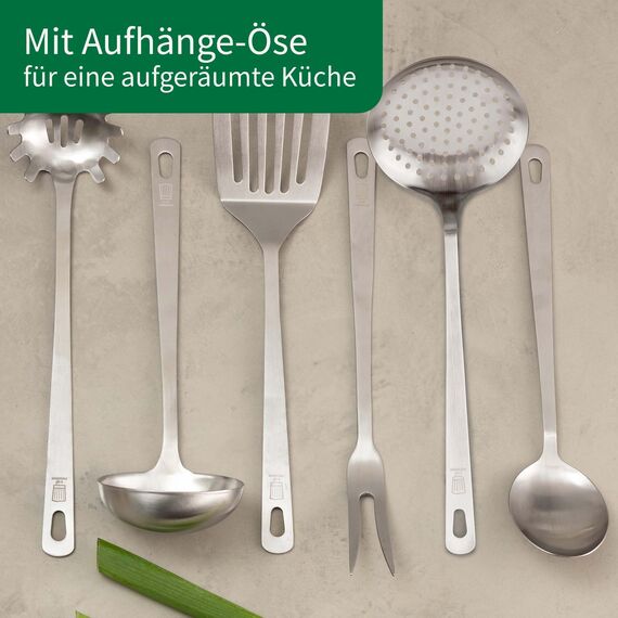 Chefkoch trifft Fackelmann 6er Küchenhelfer-Set Berlin – Set mit den wichtigsten Küchenutensilien – Servierlöffel, Schöpflöffel, Abseihlöffel, Pfannenwender, Spaghettilöffel, Fleischgabel
