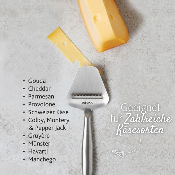 BOSKA Käsehobel Copenhagen/käseschneider für alle Käsesorten/multifunktional/Edelstahl/Silber/Spülmaschinenfest