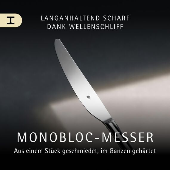 WMF Boston Besteck Set 12 Personen, Essbesteck 60 teilig, Monobloc-Messer, Cromargan Edelstahl poliert, glänzend, spülmaschinenfest