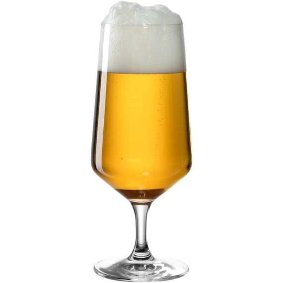 LEONARDO HOME Puccini Bier-Gläser 6er Set • Pilsgläser (410 ml) mit gezogenem Stiel • spülmaschinenfeste Biertulpen • Höhe 18,6 cm • 069541