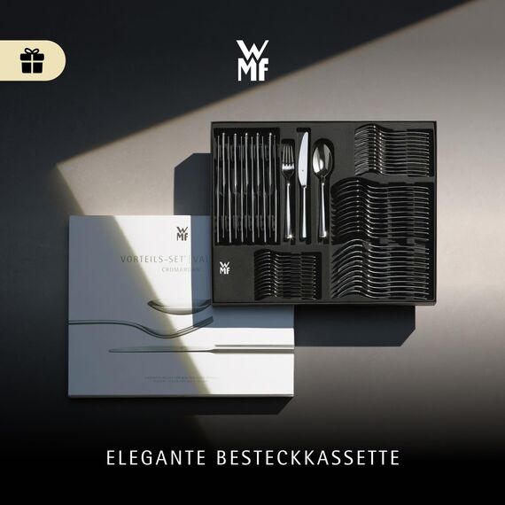 WMF Boston Besteck Set 12 Personen, Essbesteck 60 teilig, Monobloc-Messer, Cromargan Edelstahl poliert, glänzend, spülmaschinenfest