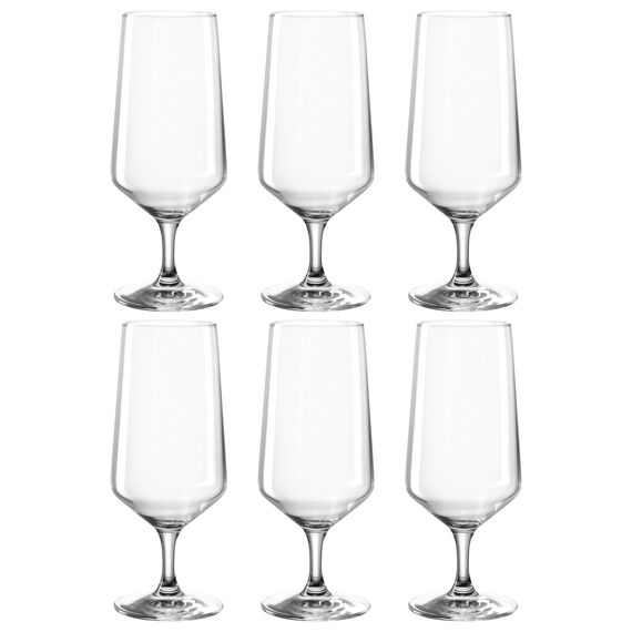 LEONARDO HOME Puccini Bier-Gläser 6er Set • Pilsgläser (410 ml) mit gezogenem Stiel • spülmaschinenfeste Biertulpen • Höhe 18,6 cm • 069541