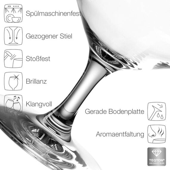 LEONARDO HOME Puccini Bier-Gläser 6er Set • Pilsgläser (410 ml) mit gezogenem Stiel • spülmaschinenfeste Biertulpen • Höhe 18,6 cm • 069541