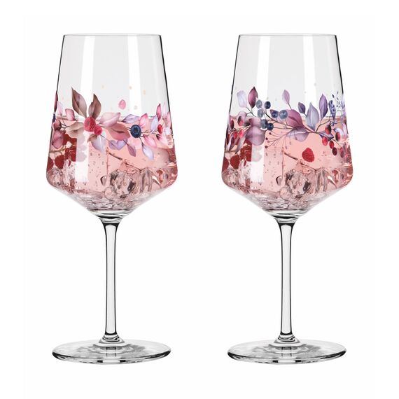 RITZENHOFF 6011002 Aperitif-Glas Sprizz 2er-Set 500 ml - Serie Sommersonett - Früchte & Zweige bunt - Made in Germany