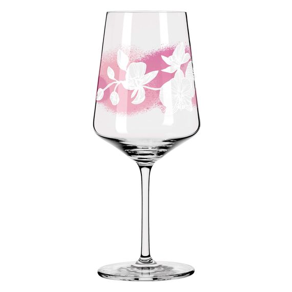 Ritzenhoff 3461003 Aperitifglas 500 ml – 2er Set – Serie Sommersonett Nr. 3 – 2 Stück mit Blütenmotiv – Made in Germany, Rosa, Weiß