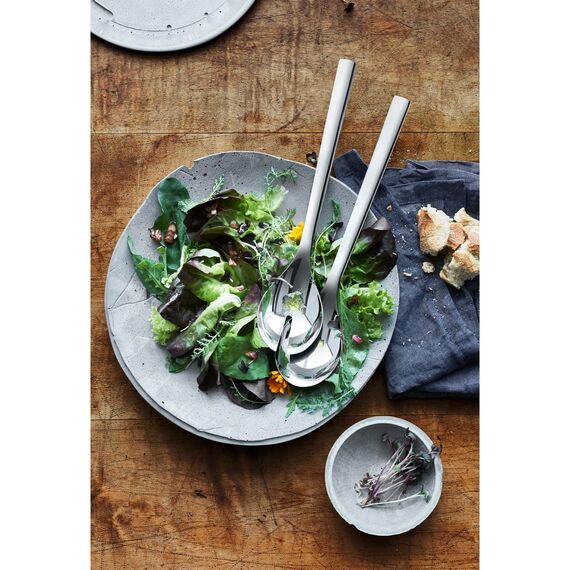 WMF Nuova Salatbesteck 30 cm, groß, Salatgabel und Servierlöffel, Cromargan Edelstahl poliert, spülmaschinengeeignet