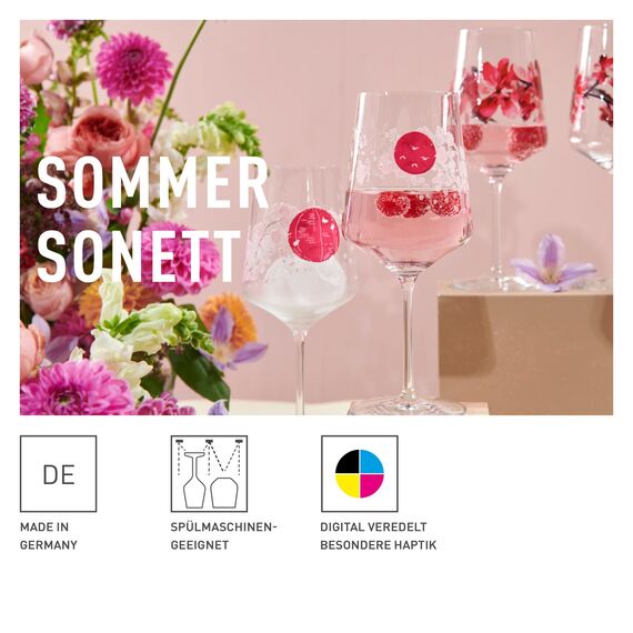 RITZENHOFF 3461007 Aperitif-Glas Sprizz 2er-Set 500 ml - Serie Sommersonett Nr. 13 + 14 mit Asia-Motiv Pink - Made in Germany