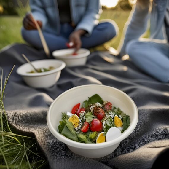 Love Nature Ökologische Einweg Suppenschalen aus Zuckerrohr Schnitzel - (350ml - 500 Stück) Suppenschüssel mit Langanhaltender Wärmespeicherung