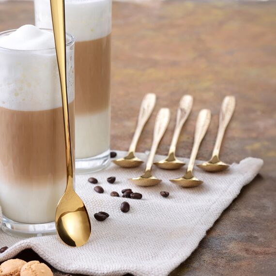 GRÄWE Eis- und Latte-Macchiato-Löffel aus Edelstahl, langer Löffel, ideal für Kaffee, Desserts und Eistee, spülmaschinenfest, goldfarben