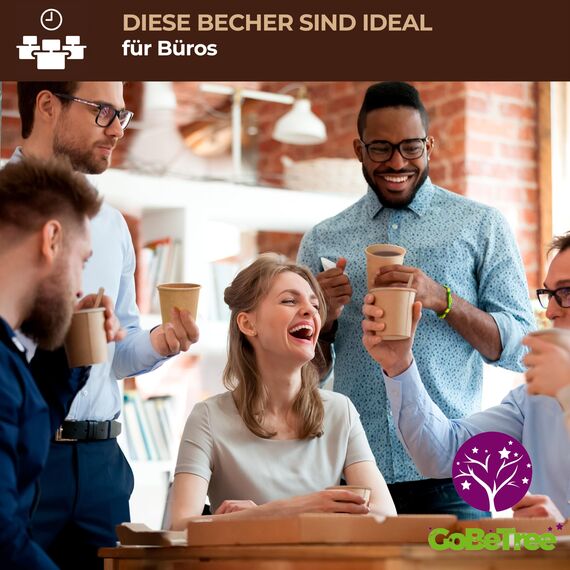 100 Einweg-Kraftpapierbecher 210 ml / 7 oz. Robust, auslaufsicher. Ideal für Kaffee, Tee und Erfrischungsgetränke. Geruchsfrei. Kraftbecher