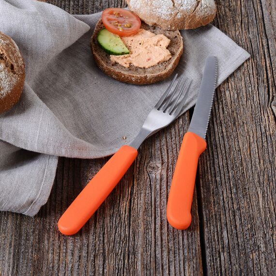 GRÄWE Tafelmesser 36 Stück, Messerset zum Schneiden, 36er Pack Brötchenmesser, Frühstücksmesser mit einseitigem Wellenschliff, Brotmesser, scharfe Messer für Brotzeit, 21 cm - Bunt
