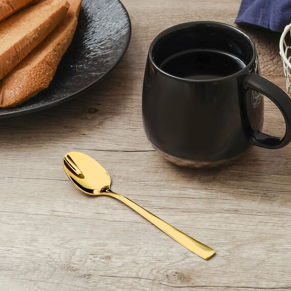 Otto Koning Teelöffel 12 Stück Gold - Kleine Löffel, Kaffeelöffel Edelstahl, 15,3cm Langer Löffel, Hochwertiger Edelstahl, Elegantes modernes Design, Spülmaschinenfest und korrosionsbeständig