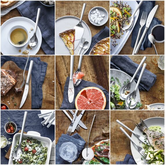 WMF Nuova Tee-/ Kaffeelöffel Set 6-teilig, 13,5 cm, Teelöffel Cromargan Edelstahl poliert, Dessertlöffel glänzend, spülmaschinengeeignet