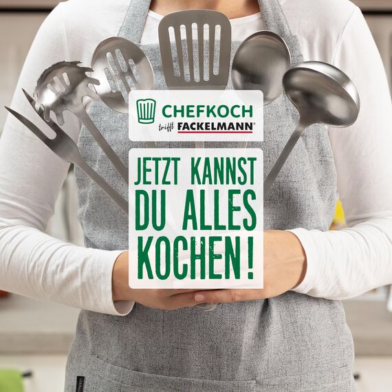 Chefkoch trifft Fackelmann Fleischgabel – Perfekt zum Servieren von Fleischkreationen, Edelstahl in mattem Look – Tranchiergabel spülmaschinengeeignet