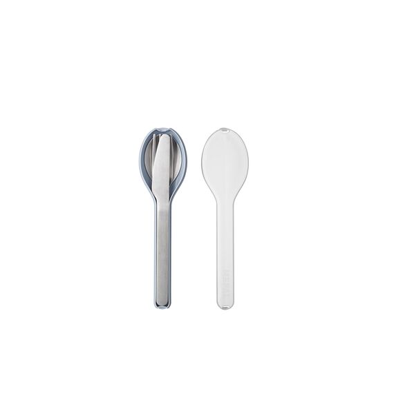 Mepal - Besteck 3-teiliges Set Ellipse - Besteck-Set für unterwegs - Besteht aus einem Messer, Gabel & Löffel - Besteck-Set mit Reiseetui - Edelstahl - '22 Nordic Blue