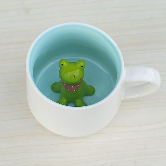 LOZACHE 3D tier Netter Frosch Kaffeetasse, 12oz Lustige Cartoon Handgemachte Figur Milch Teetasse, Frosch Geschenke Für Freunde Kinder Mädchen Frau Grandma Tante Geburtstagsgeschenk (Frosch)