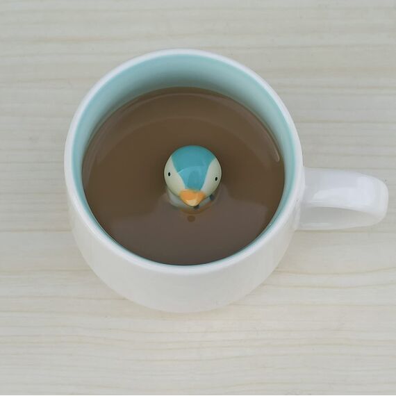 3D Pinguin Kaffeetasse, 12oz Lustige Cartoon Tier Handgefertigte Figur Milch Teetasse, Geburtstagsgeschenke für Freunde Kinder Mädchen Frau Oma Tante Tante (Pinguin)