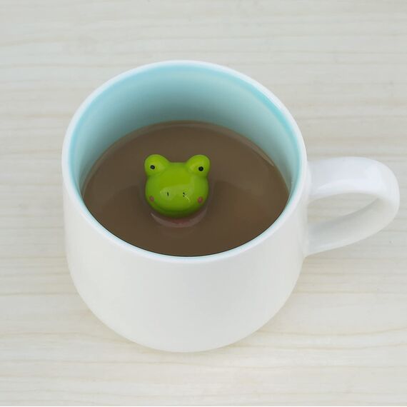 LOZACHE 3D tier Netter Frosch Kaffeetasse, 12oz Lustige Cartoon Handgemachte Figur Milch Teetasse, Frosch Geschenke Für Freunde Kinder Mädchen Frau Grandma Tante Geburtstagsgeschenk (Frosch)