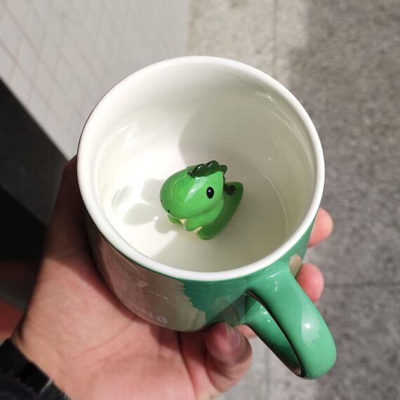 3D Dinosaurier Tasse aus Keramik, Einzigartige Handgefertigte Dinosaurier Dino Kaffeetassen, Weihnachten Geschenk für Geburtstage, Frauen, Mädchen, Freundin (Dinosaurier)