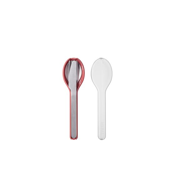 Mepal - Besteck 3-teiliges Set Ellipse - Besteck-Set für unterwegs - Besteht aus einem Messer, Gabel & Löffel - Besteck-Set mit Reiseetui - Edelstahl - Vivid Mauve