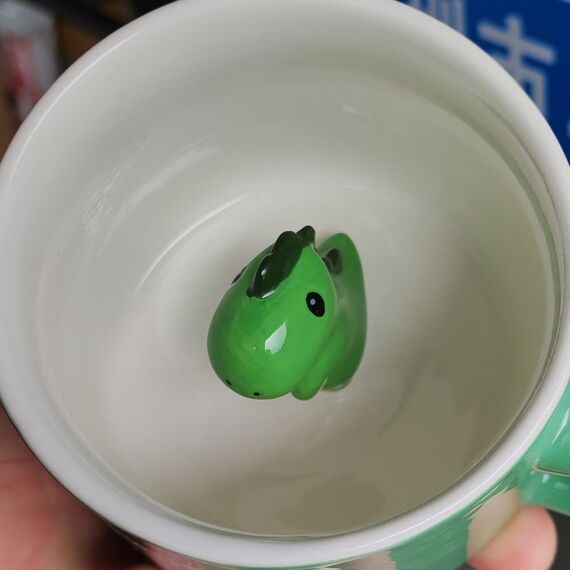 3D Dinosaurier Tasse aus Keramik, Einzigartige Handgefertigte Dinosaurier Dino Kaffeetassen, Weihnachten Geschenk für Geburtstage, Frauen, Mädchen, Freundin (Dinosaurier)