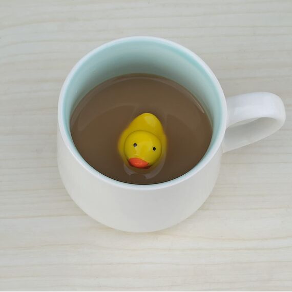 3D Kaffeetasse Kleine Gelbe Ente innen, 12oz Lustige Cartoon handgefertigte Figur Milch Teetasse, Weihnachten Geburtstagsgeschenke für Freunde Kinder Mädchen Frau Grandma Tante Tante (Ente)