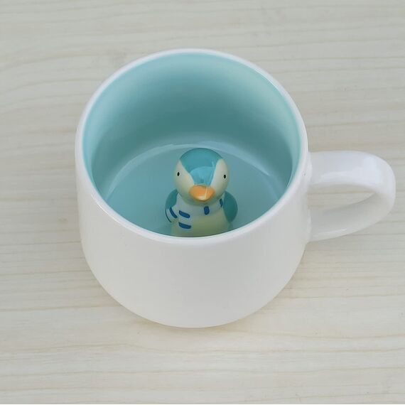 3D Pinguin Kaffeetasse, 12oz Lustige Cartoon Tier Handgefertigte Figur Milch Teetasse, Geburtstagsgeschenke für Freunde Kinder Mädchen Frau Oma Tante Tante (Pinguin)