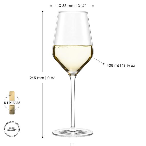Stölzle Lausitz Weißweingläser Quatrophil 2er-Set 405 ml – Hochwertige Weingläser ideal für Weißwein & Aperitif – Eleganter Weißweinkelch aus Kristallglas – spülmaschinenfest & Made in Germany